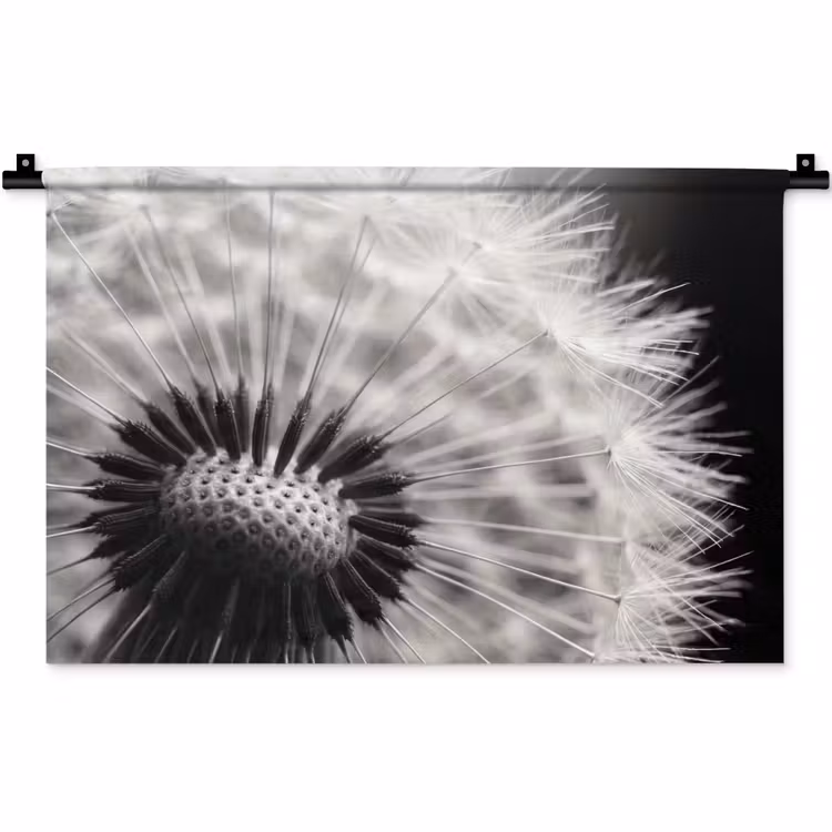 Wandkleed - Paardenbloem - Zwart - Wit