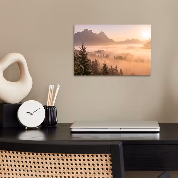 Poster - Zonlicht - Mist - Bergen - Bomen — 2