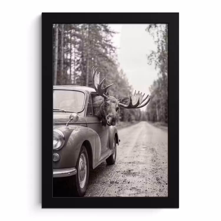 Poster met lijst - Eland in Oldtimer
