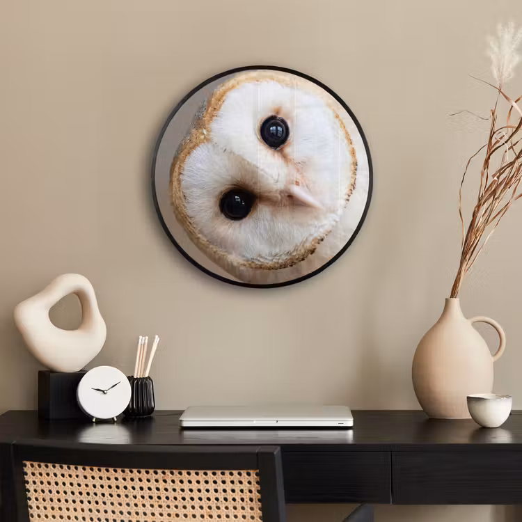 Ronde fotolijst - Uil - Bruin - Wit — 3