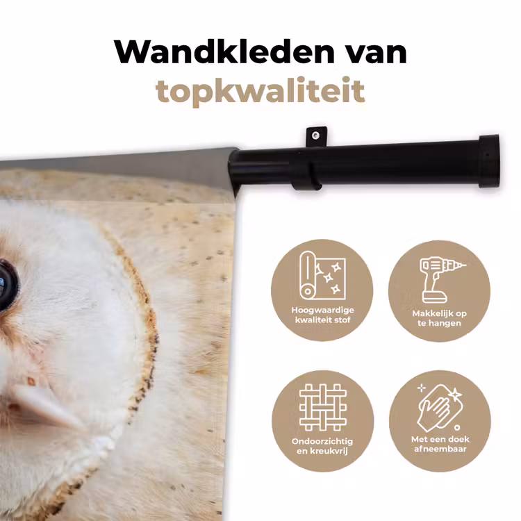 Wandkleed - Uil - Bruin - Wit — 3