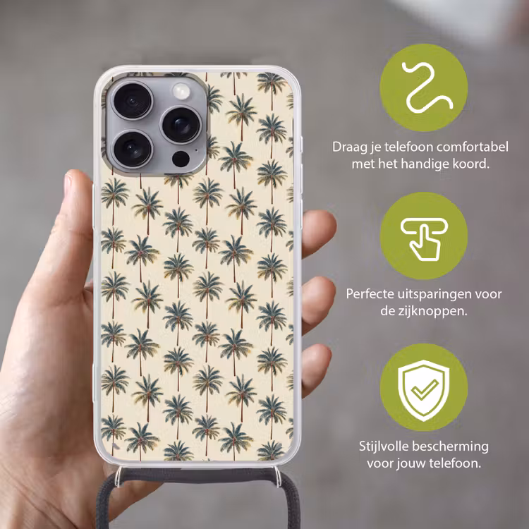 Telefoonhoesje met koord - Palmbomen - Tropisch - Groen — 4