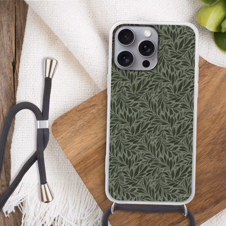 Telefoonhoesje met koord - Bladeren - Organisch - Groen — 3