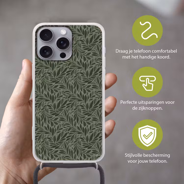 Telefoonhoesje met koord - Bladeren - Organisch - Groen — 4
