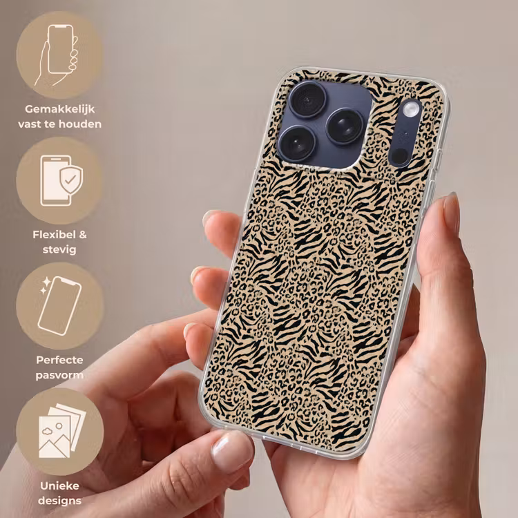 Telefoonhoesje Softcase - Giraf - Zebra - Motief - Bruin — 4