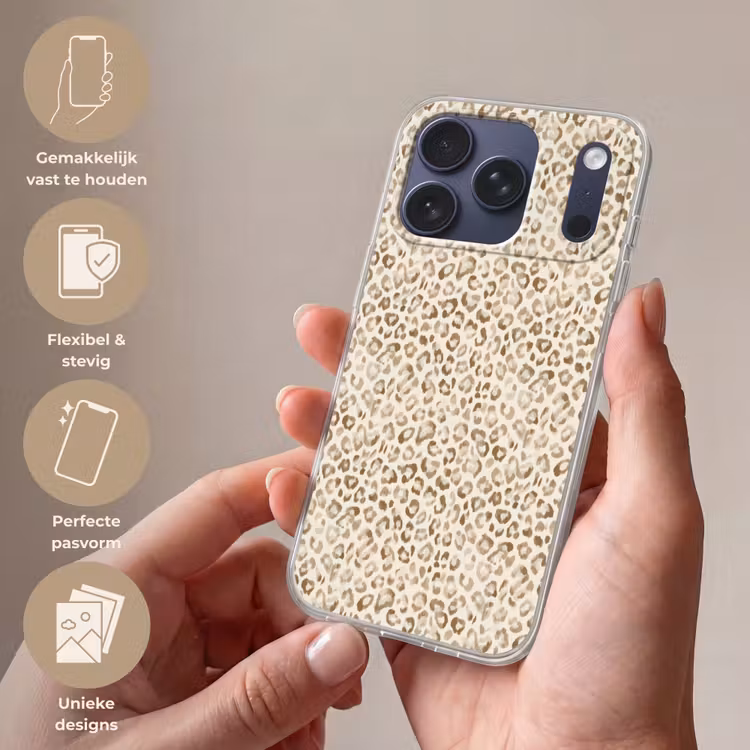 Telefoonhoesje Softcase - Luipaard - Klassiek - Beige — 4