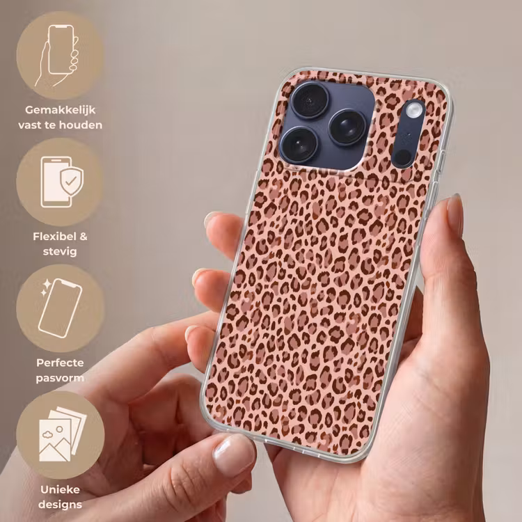Telefoonhoesje Softcase - Luipaard - Patroon - Roze — 4