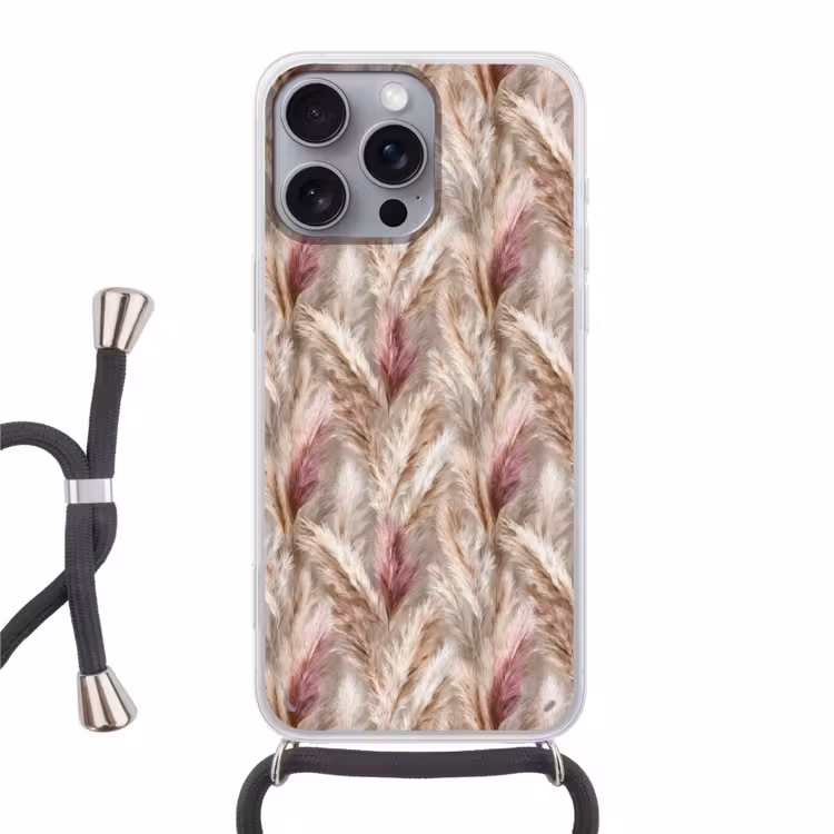 Telefoonhoesje met koord - Pampasgras - Pluizig - Kleurrijk