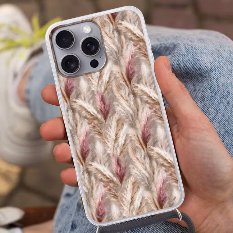 Telefoonhoesje met koord - Pampasgras - Pluizig - Kleurrijk — 2
