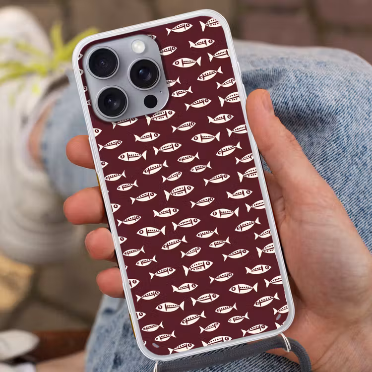 Telefoonhoesje met koord - Vissen - Grafisch - Patroon - Donker — 2