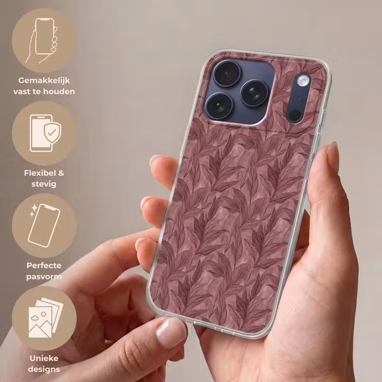 Telefoonhoesje Softcase - Bladeren - Patroon - Paars — 4