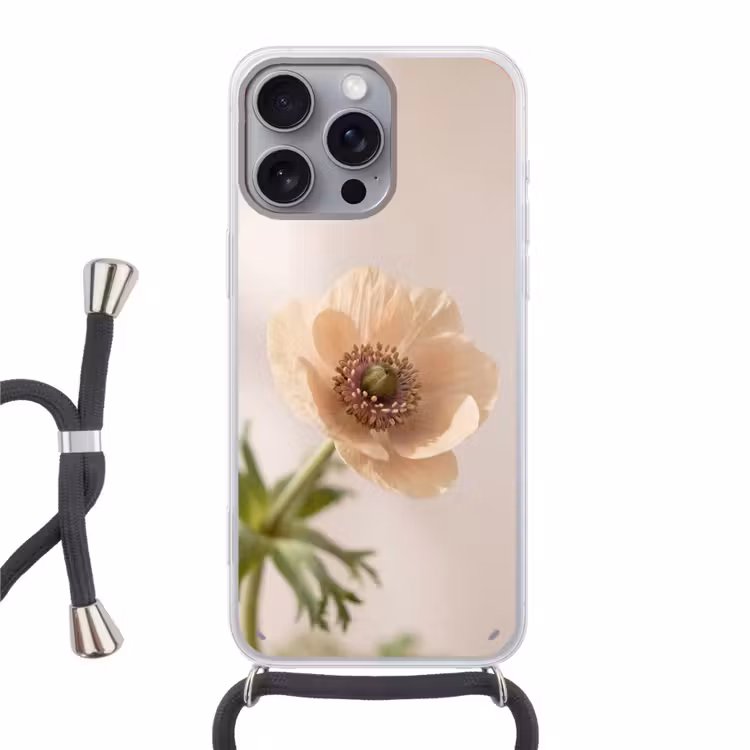 Telefoonhoesje met koord - Bloem - Minimalistisch - Groen