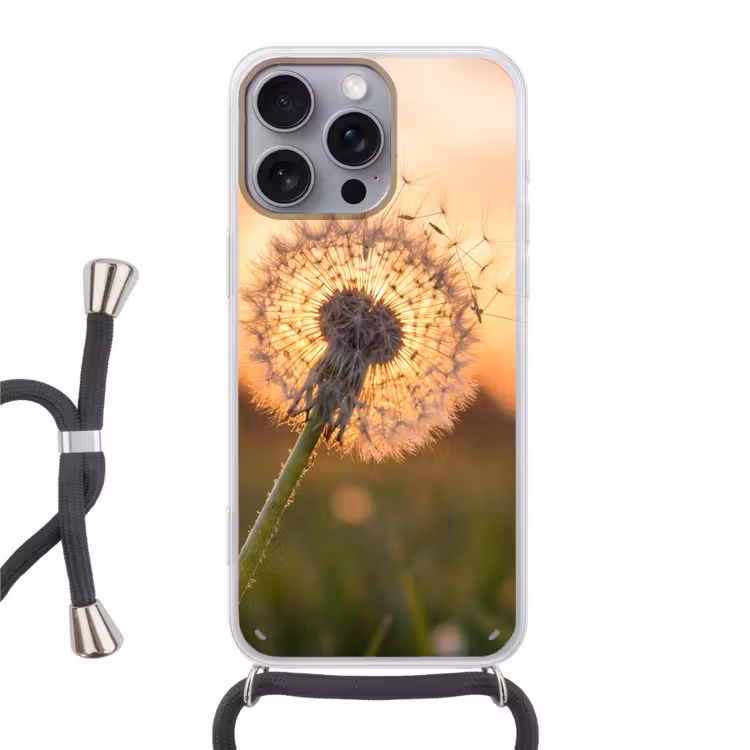 Telefoonhoesje met koord - Paardenbloem - Zonsondergang - Veld