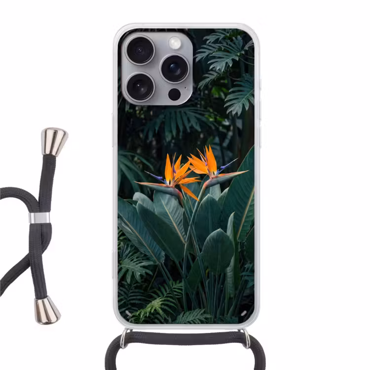 Telefoonhoesje met koord - Paradijsvogel - Bloem - Exotisch
