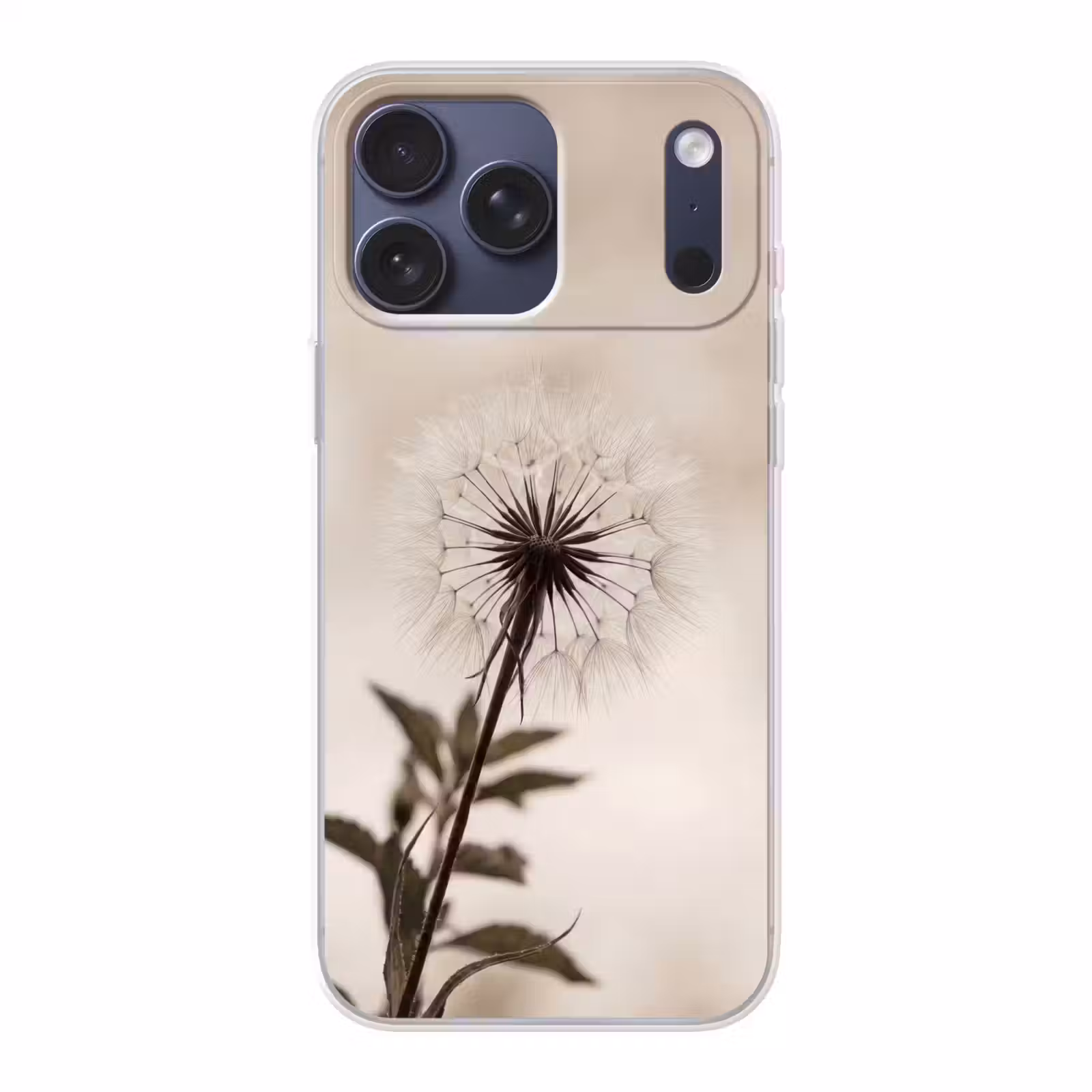 Telefoonhoesje Softcase - Paardenbloem - Minimalistisch - Wit — 1
