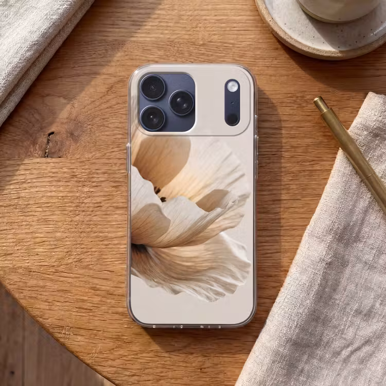 Telefoonhoesje Softcase - Bloem - Beige - Crème — 2