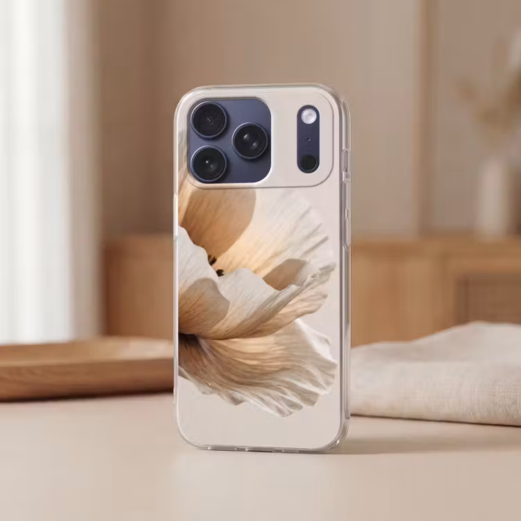 Telefoonhoesje Softcase - Bloem - Beige - Crème — 3