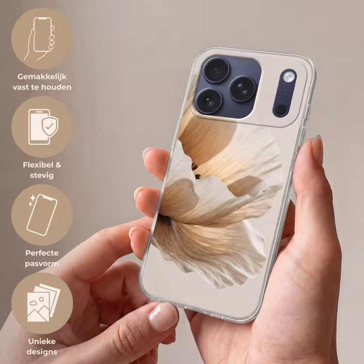 Telefoonhoesje Softcase - Bloem - Beige - Crème — 4