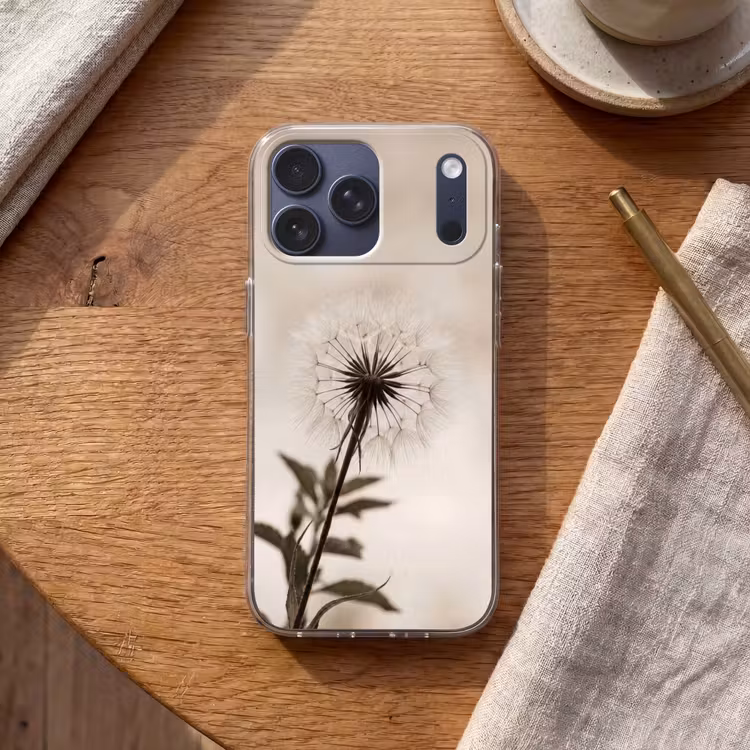 Telefoonhoesje Softcase - Paardenbloem - Minimalistisch - Wit — 2