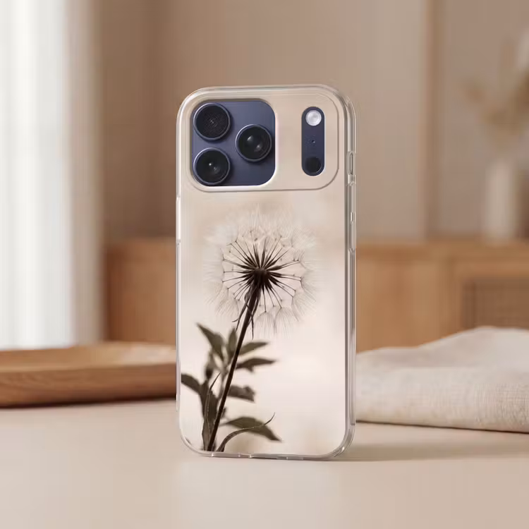 Telefoonhoesje Softcase - Paardenbloem - Minimalistisch - Wit — 3