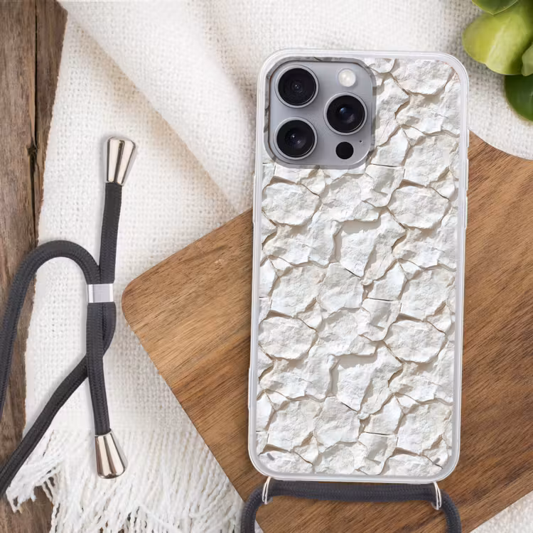 Telefoonhoesje met koord - Structuur - Rots - Wit — 3