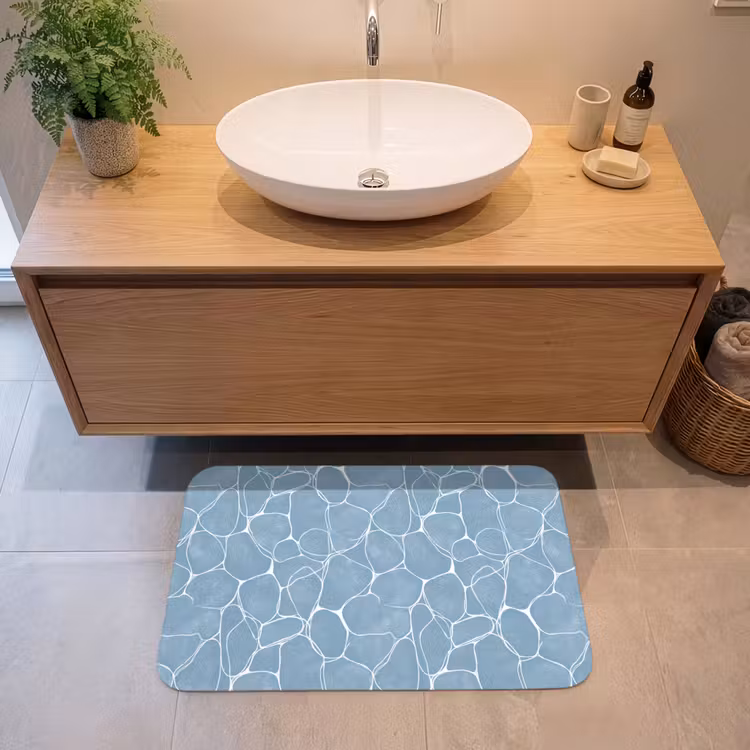 Badmat - Organisch - Patroon - Blauw — 2