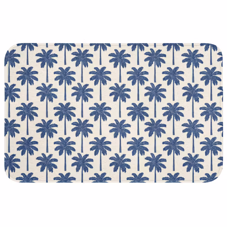 Badmat - Symmetrisch - Palm - Blauw — 1