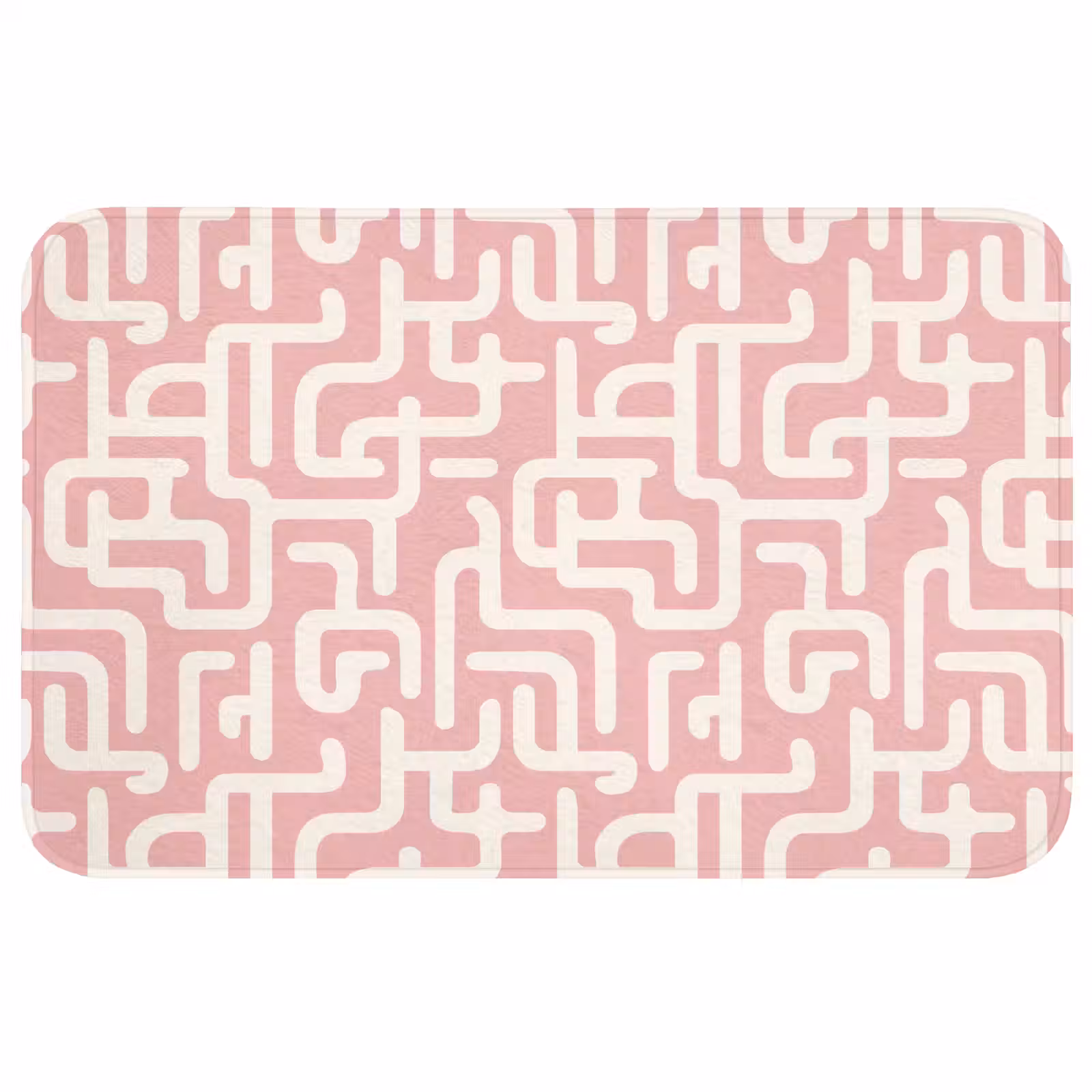Badmat - Doolhofpatroon - Roze - Wit - Abstract — 1