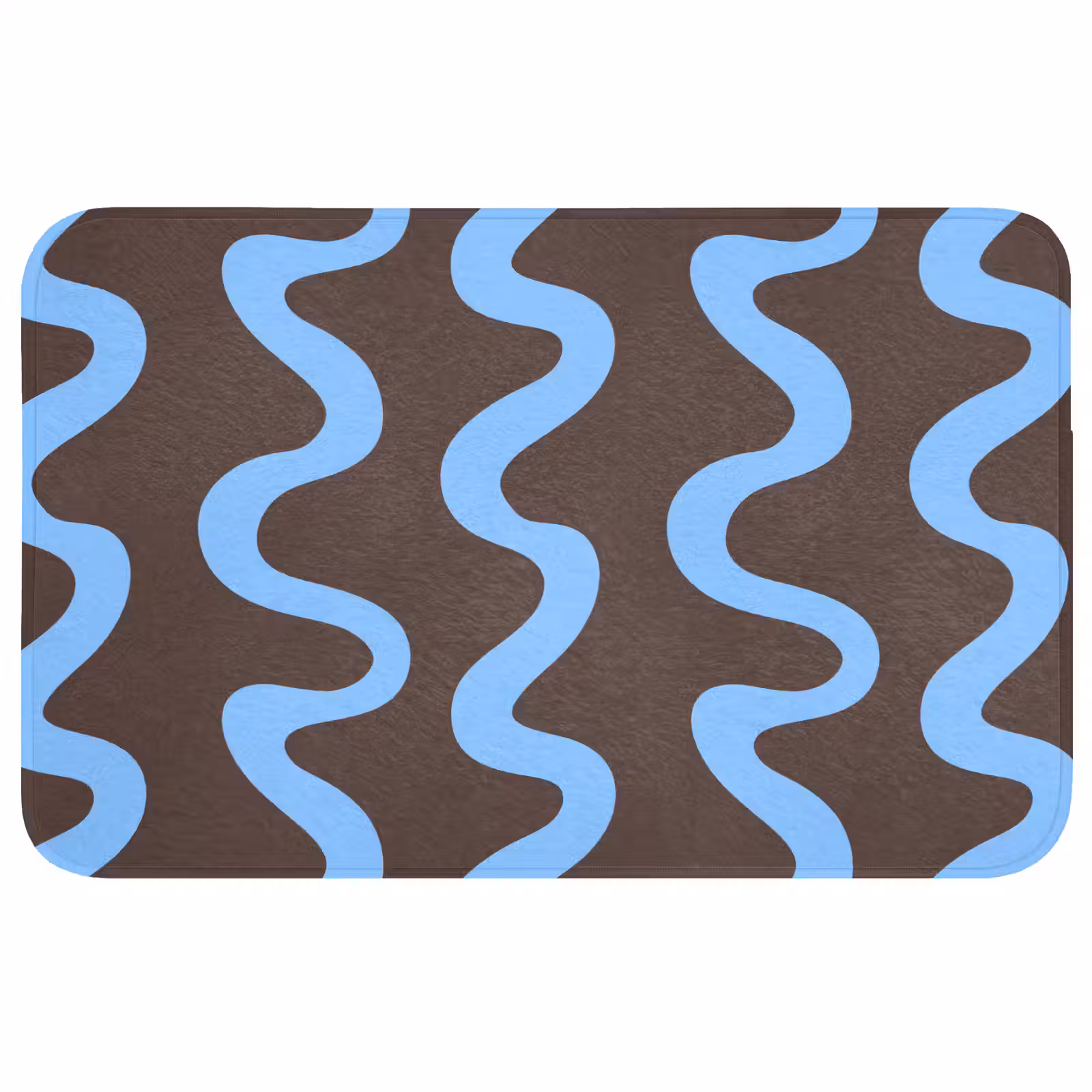 Badmat - Kronkelende lijnen - Blauw - Bruin - Minimalistisch — 1