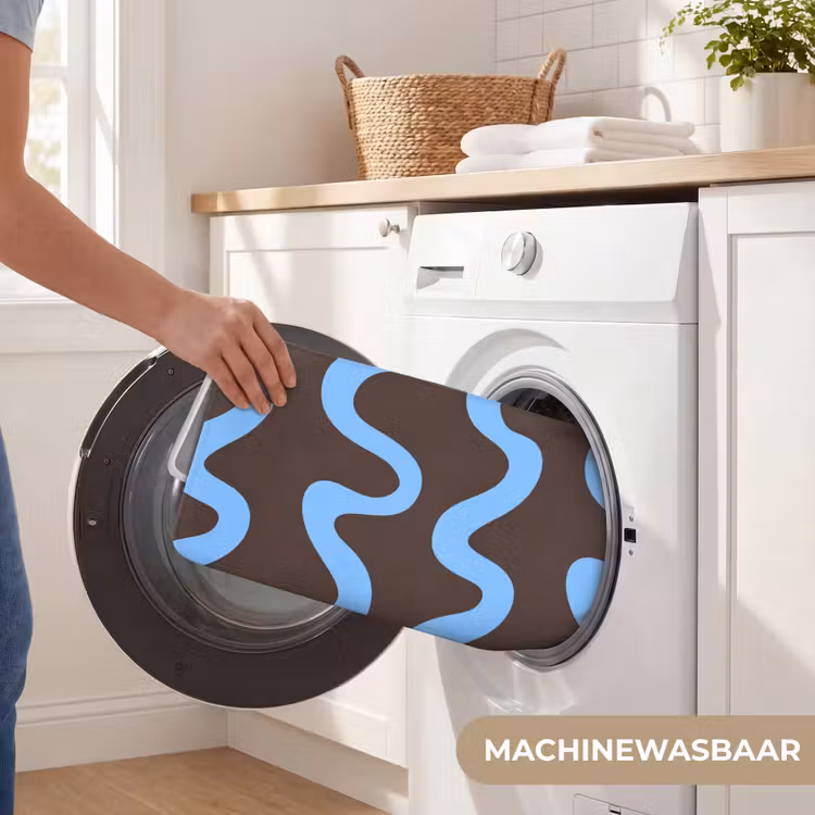 Badmat - Kronkelende lijnen - Blauw - Bruin - Minimalistisch — 7