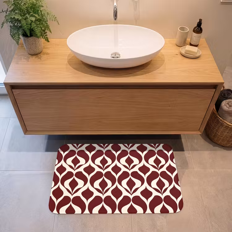 Badmat - Rood - Druppelpatroon - Grafisch — 2