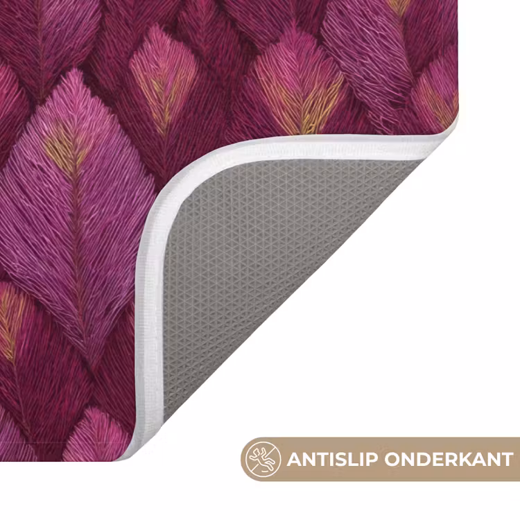 Badmat - Bladeren - Patroon - Burgundy — 3