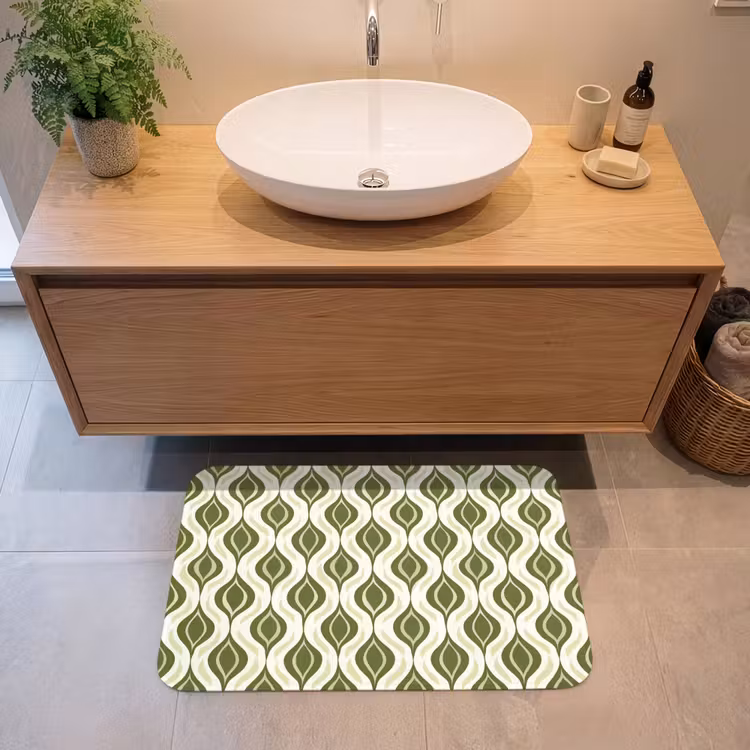 Badmat - Patroon - Retro - Groen — 2