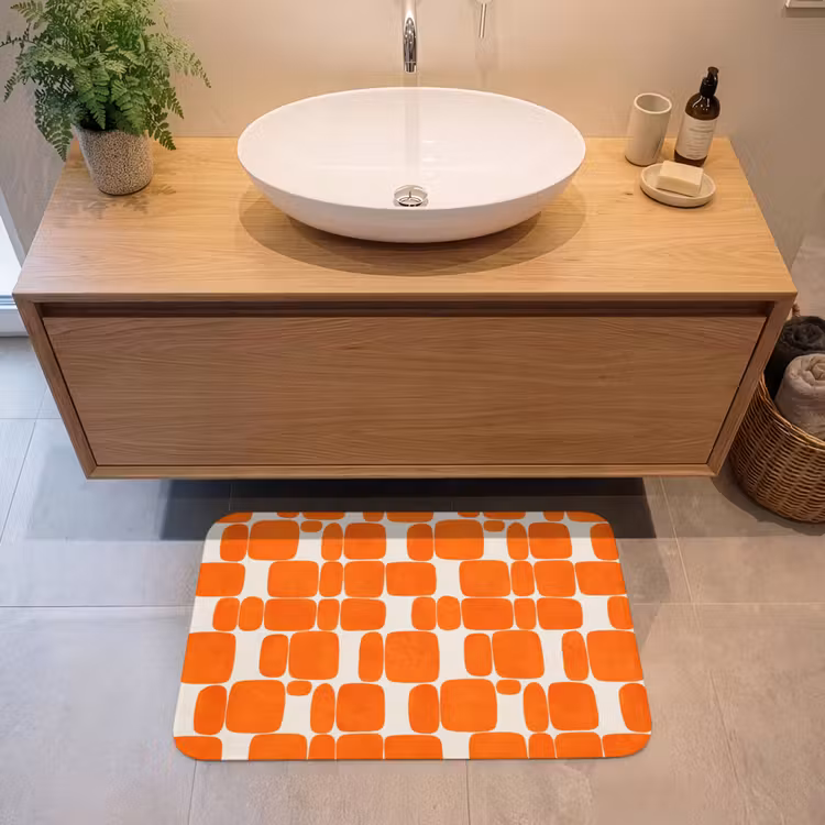 Badmat - Oranje Geometrische Vormen Retro — 2