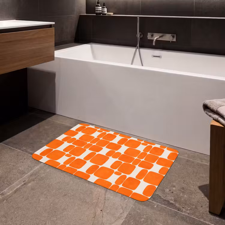 Badmat - Oranje Geometrische Vormen Retro — 4