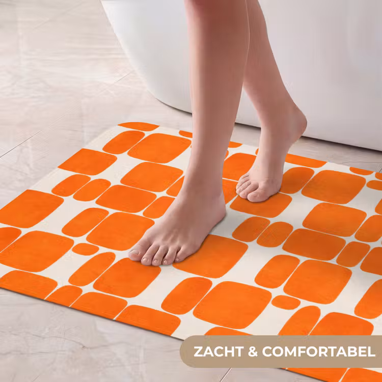 Badmat - Oranje Geometrische Vormen Retro — 5