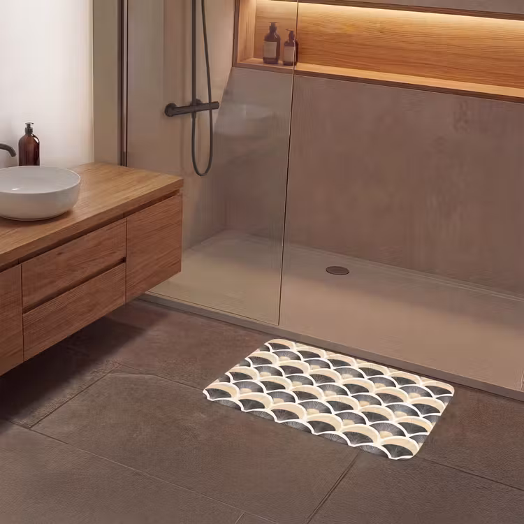 Badmat - Waaier - Patroon - Zwart - Beige — 6