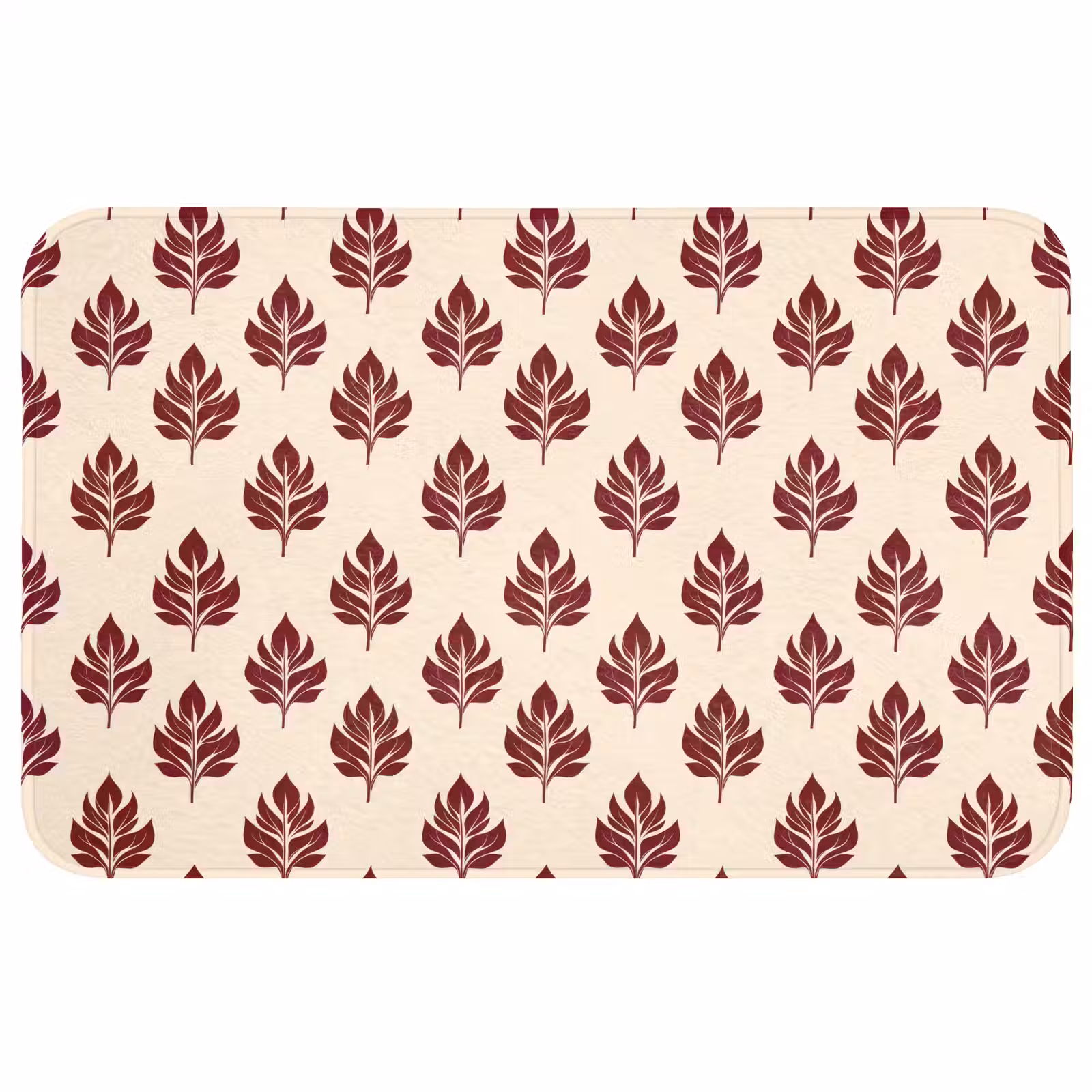 Badmat - Botanisch - Patroon - Bordeaux — 1