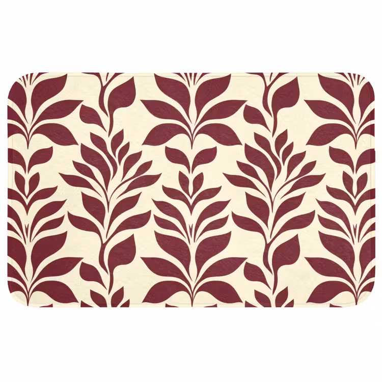 Badmat - Abstract - Bladeren - Burgundy — 1