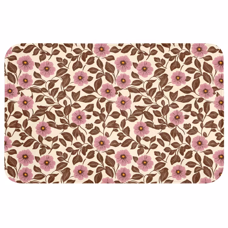 Badmat - Bloemen - Bladeren - Kleurrijk