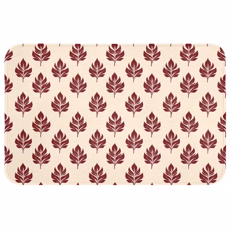 Badmat - Botanisch - Patroon - Bordeaux — 1