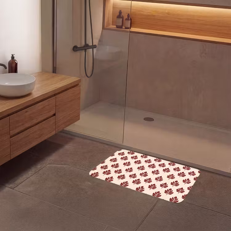 Badmat - Botanisch - Patroon - Bordeaux — 6
