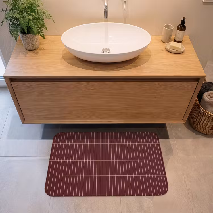 Badmat - Lijnen - Patroon - Bordeaux — 2