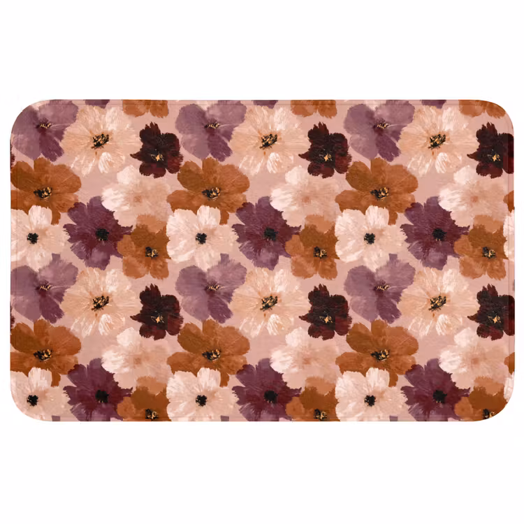 Badmat - Bloemen - Abstract - Aardetinten