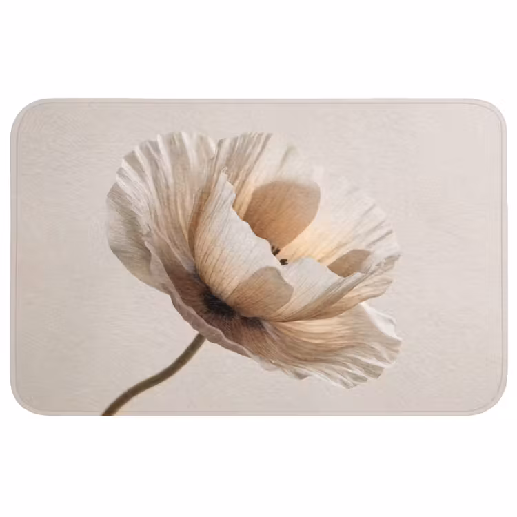 Badmat - Bloem - Beige - Crème