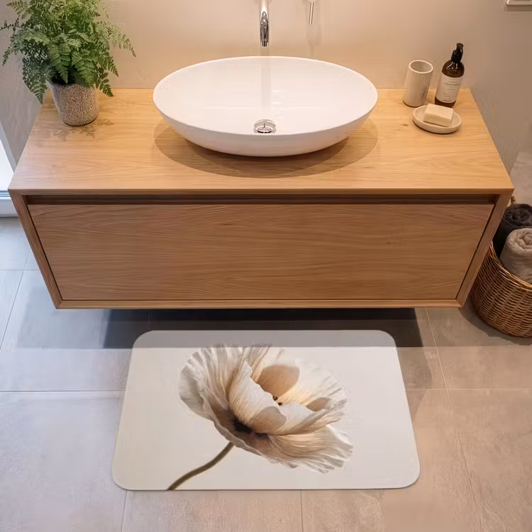 Badmat - Bloem - Beige - Crème — 2