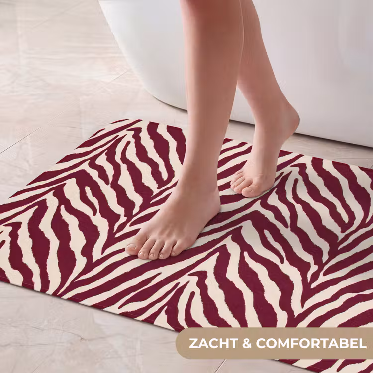 Badmat - Zebra - Motief - Bordeaux - Rood — 5