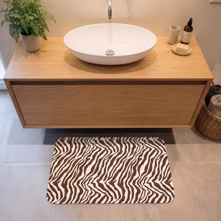 Badmat - Zebra - Patroon - Zwart - Wit — 2