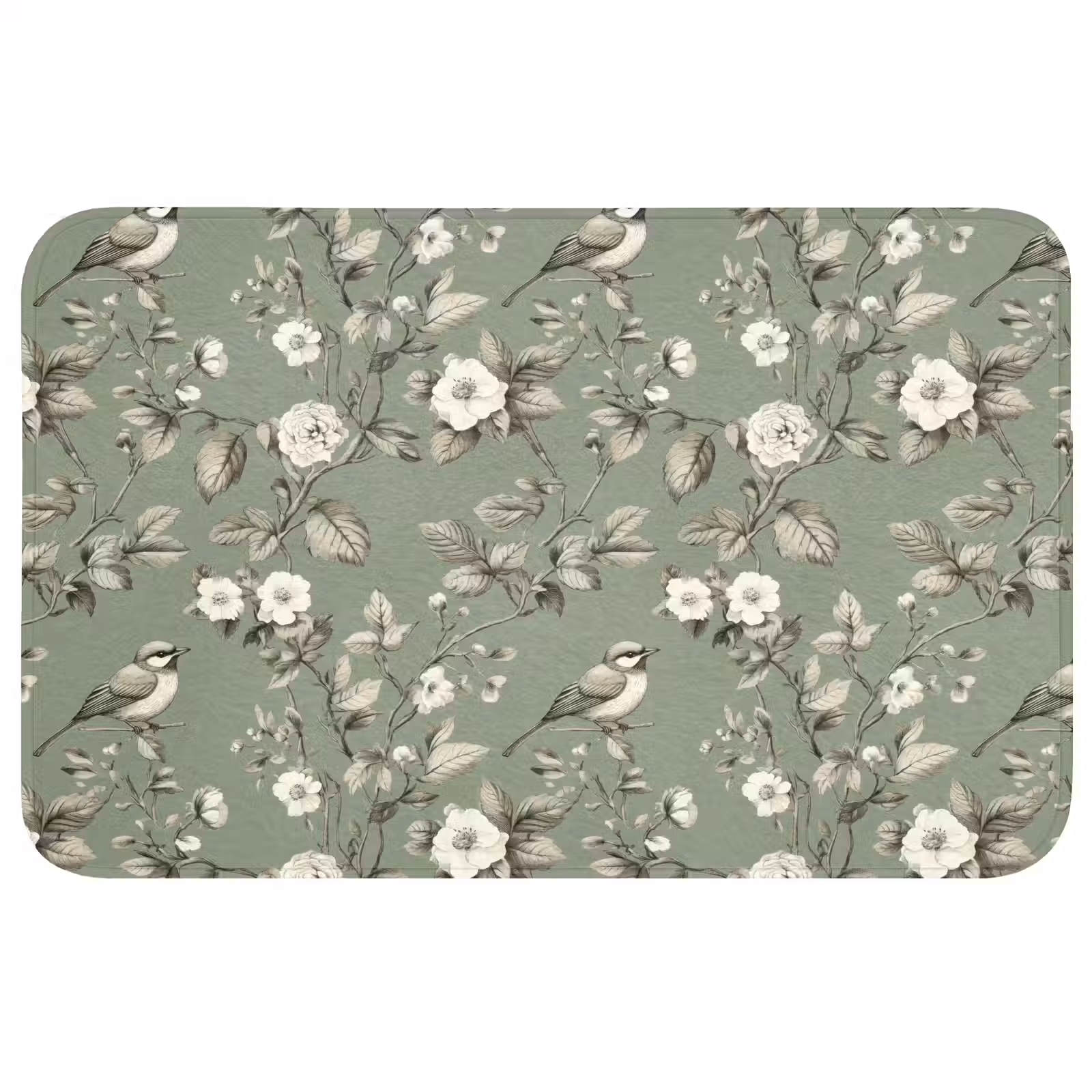 Badmat - Botanisch - Vogels - Groen — 1