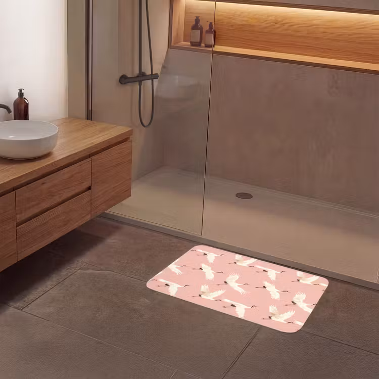 Badmat - Modern - Kraanvogels - Roze — 6
